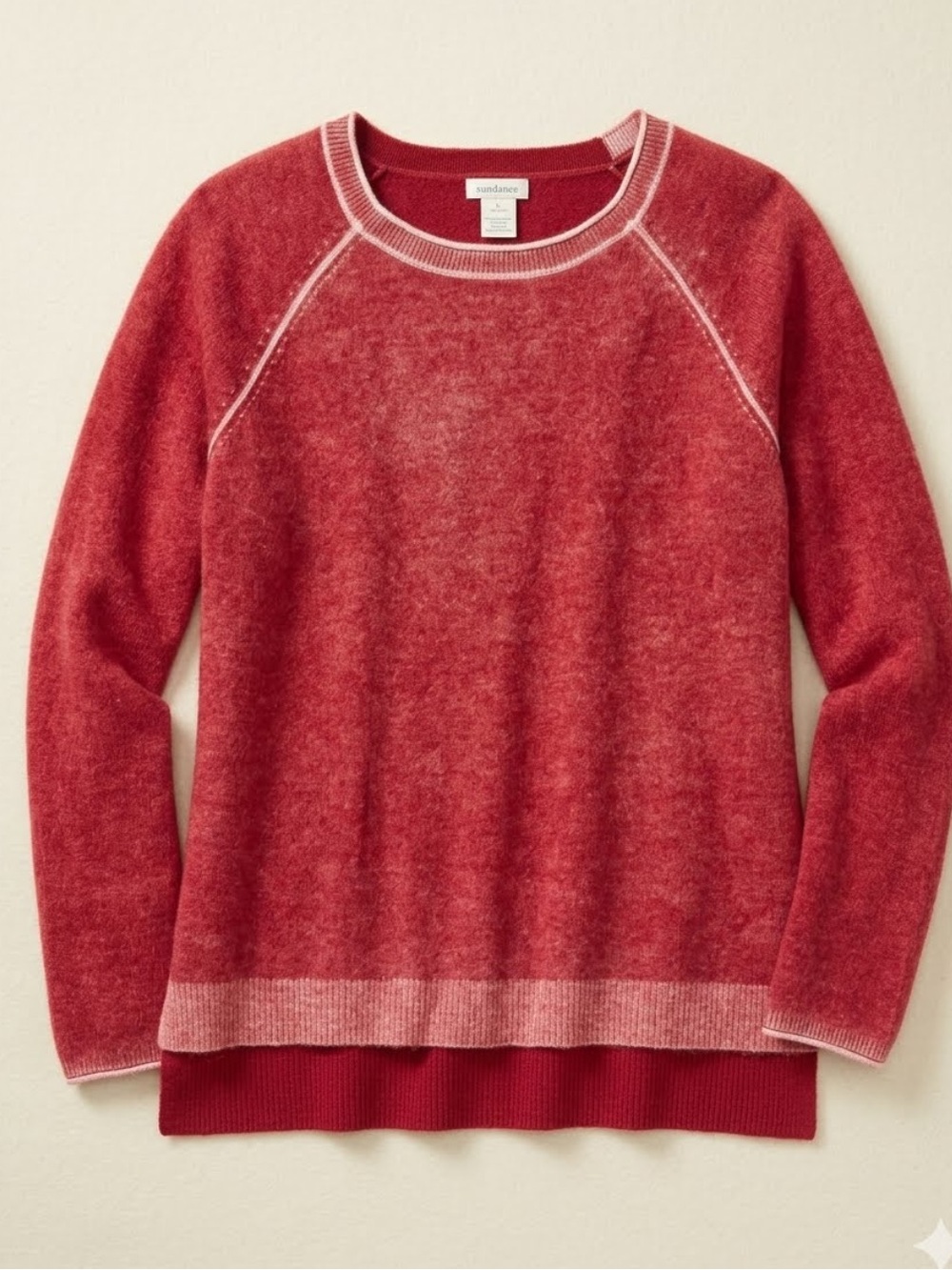 Sundance Red Cashmere Crewneck Pullover Women's Sweater Size Large